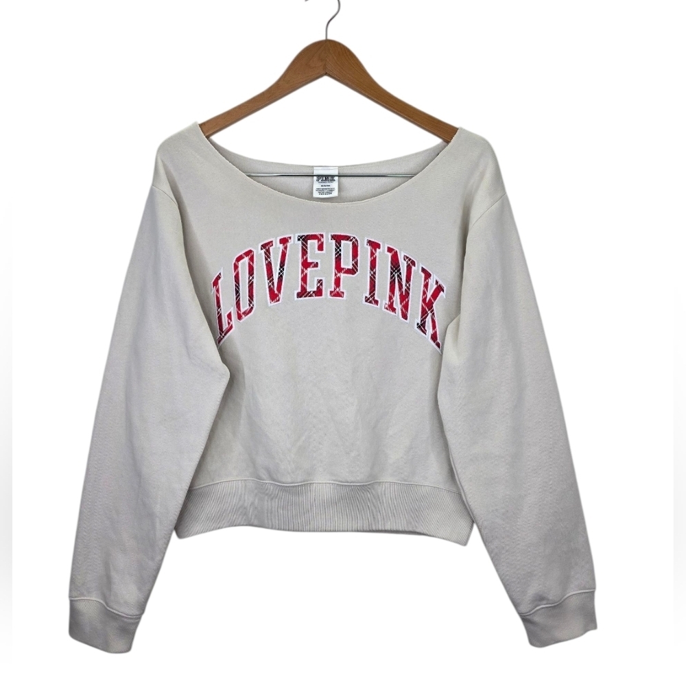 Victorias Secret PINK Sweatshirt Womens Size M  Oversized Baggy Plaid Lounge